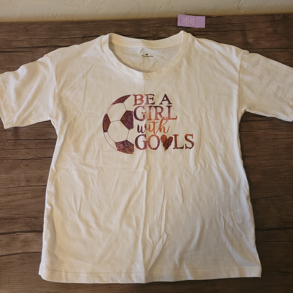 White Kids Soccer Graphic T-Shirt
